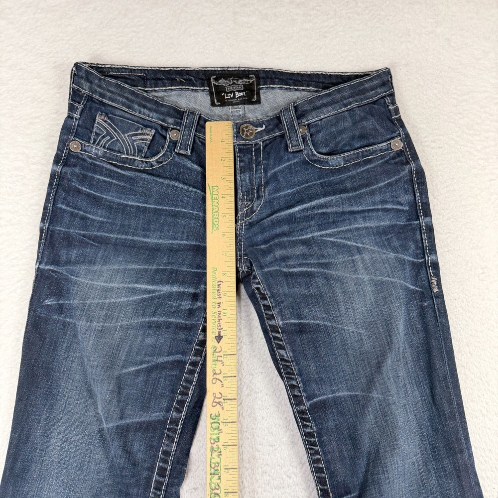 Big Star Liv Boot Jeans Womens 30R (33x31) Dark Wash Bootcut Denim Thick Stitch - Picture 8 of 11